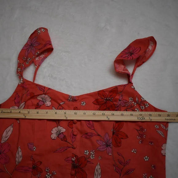 Banana Republic Linen Floral Corset Sz XL Cropped Smocked Back Cottagecore Boho - Picture 13 of 14